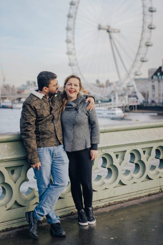 Ensaio casal na London Eye realizado por fotógrafa brasileira em Londres