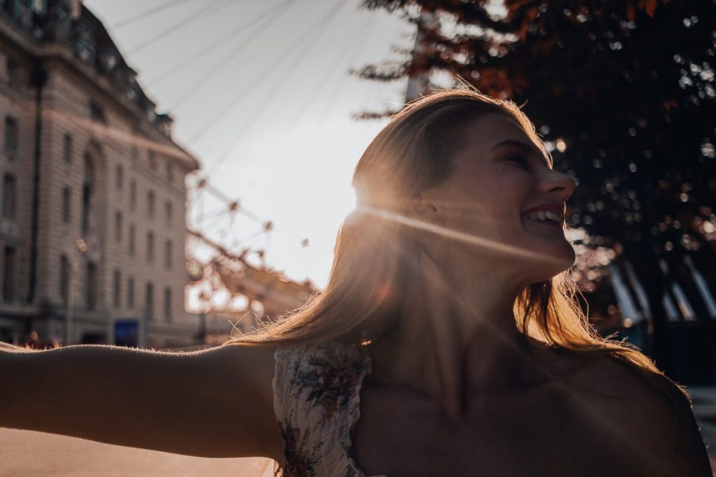 Ensaio feminino na London Eye durante o pôr do sol realizado por fotógrafa brasileira em Londres