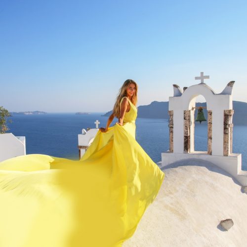 Santorini : Ensaio Vestido Esvoaçante